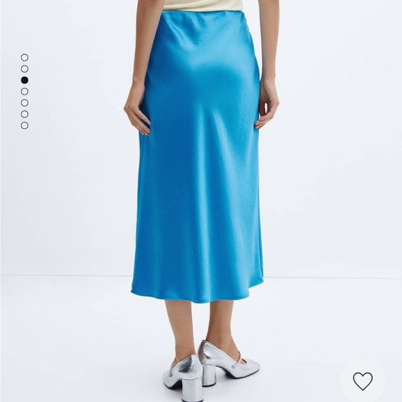 NWT Mango Blue Midi Satin Skirt - Picture 2 of 5